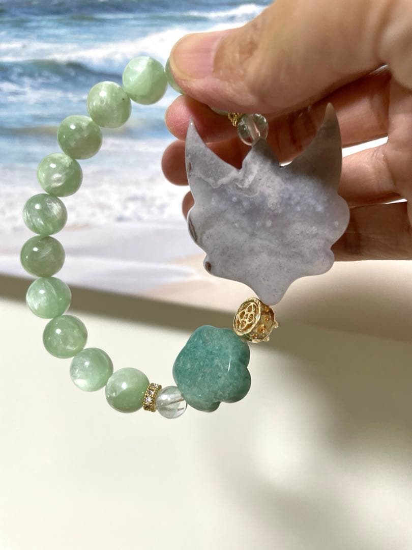 桜瑪瑙 金魚 アクアマリン ブレスレット