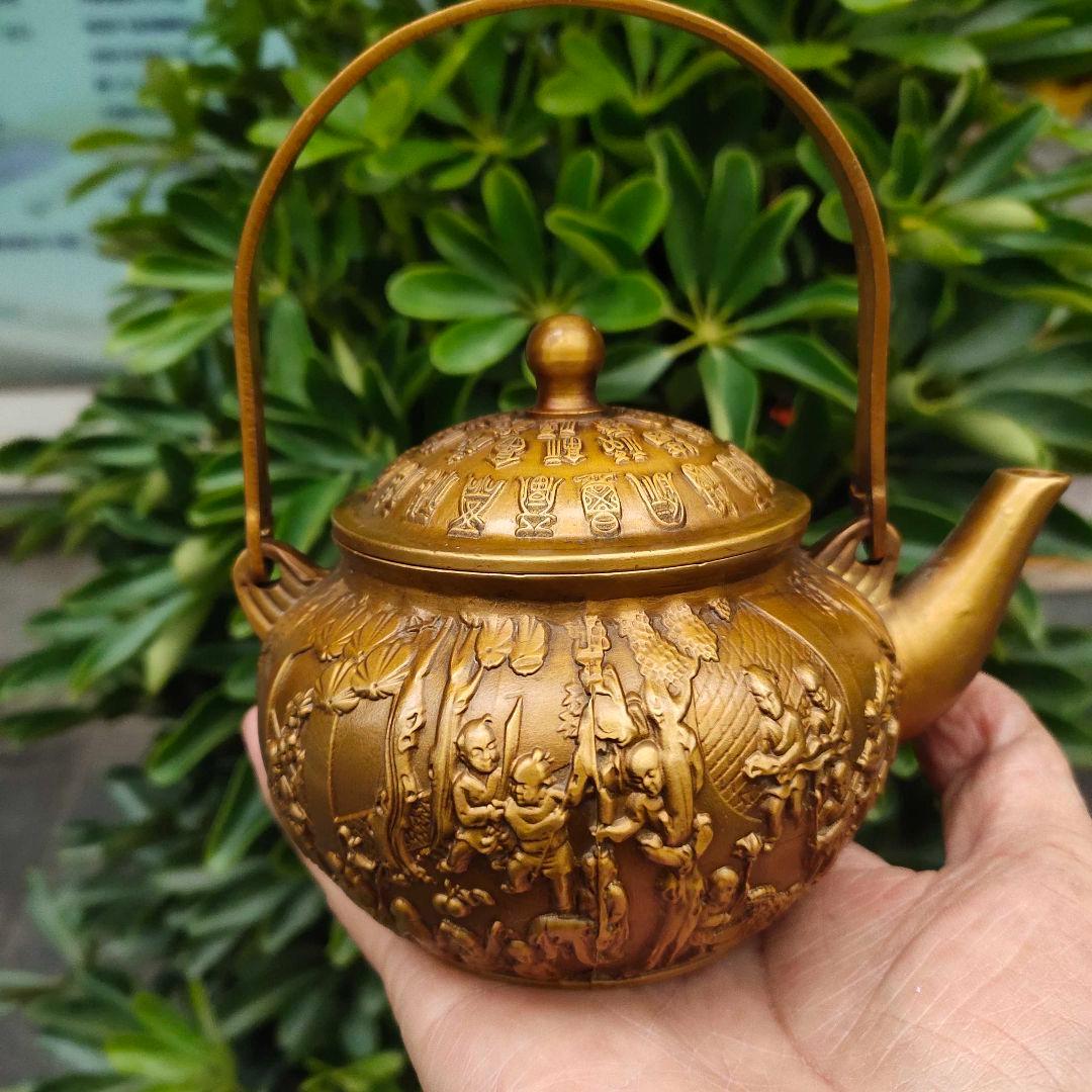 銅 細工 百子祝寿 徳利 急須 煎茶道具 提梁壺 装飾品 工芸品 置物
