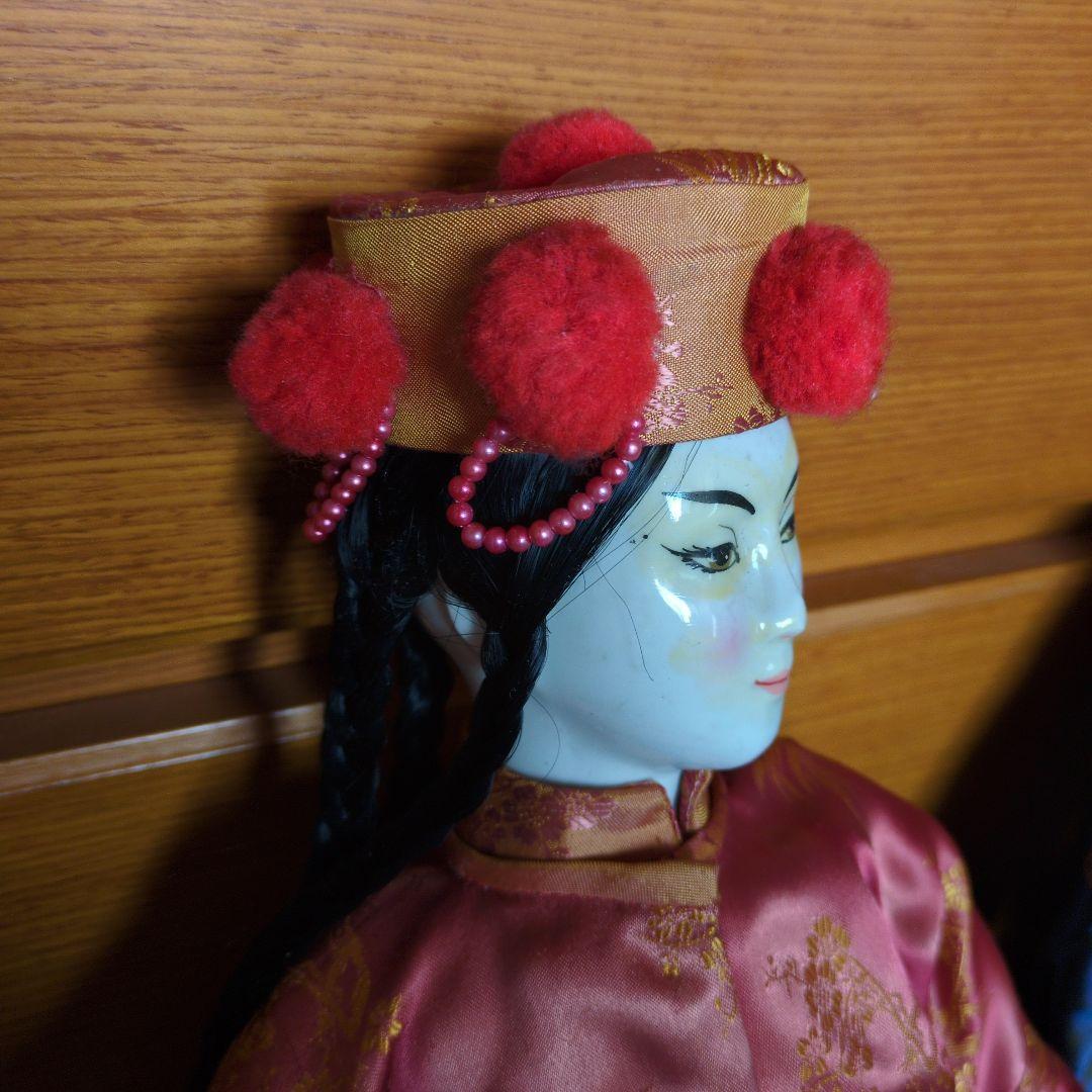 ✴アンティーク 「中国ペア人形」✴頭と手足は陶製・清朝時代の服装と髪型です✴