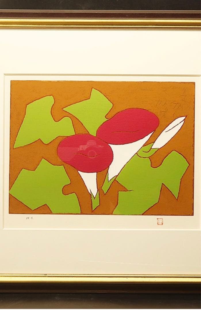 ◆真作◆文化勲章 ◆熊谷守一≪あさがお≫ 画仙人が描く静物画の超逸品 ◆高級額装