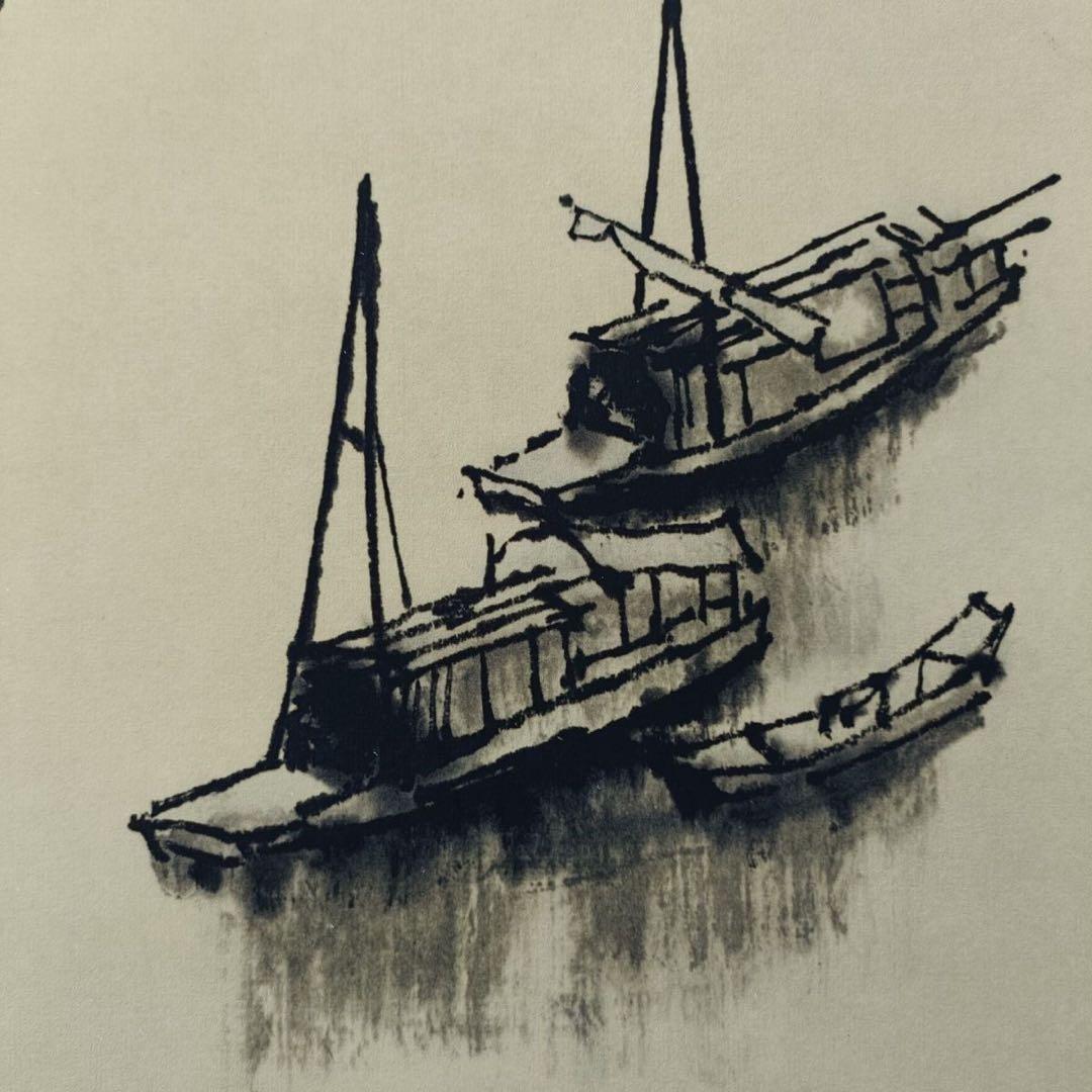 李可染・千帆競発 中堂掛軸 鑑賞用 宣紙装裱／書斎・和室・店舗装飾に最適