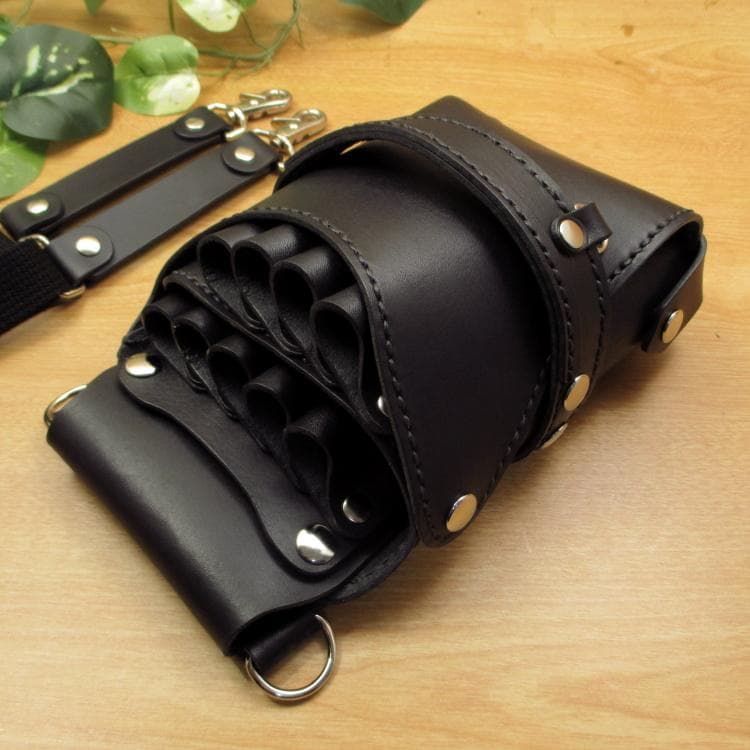 ☆特別価格☆　オールブラック　９丁差し　本革シザーケース　SCY-243/CKA