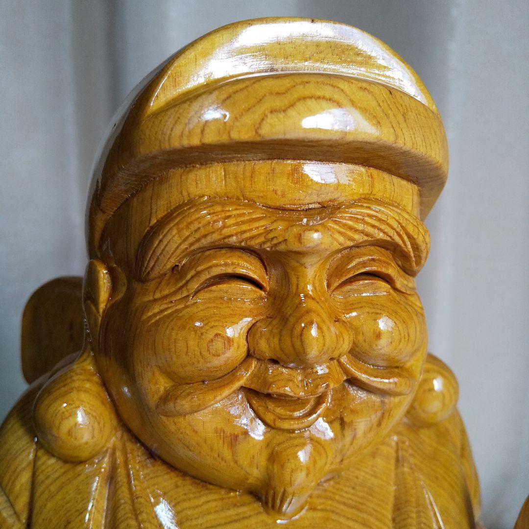 七福神　恵比寿様　大黒様　木彫り置物(大)