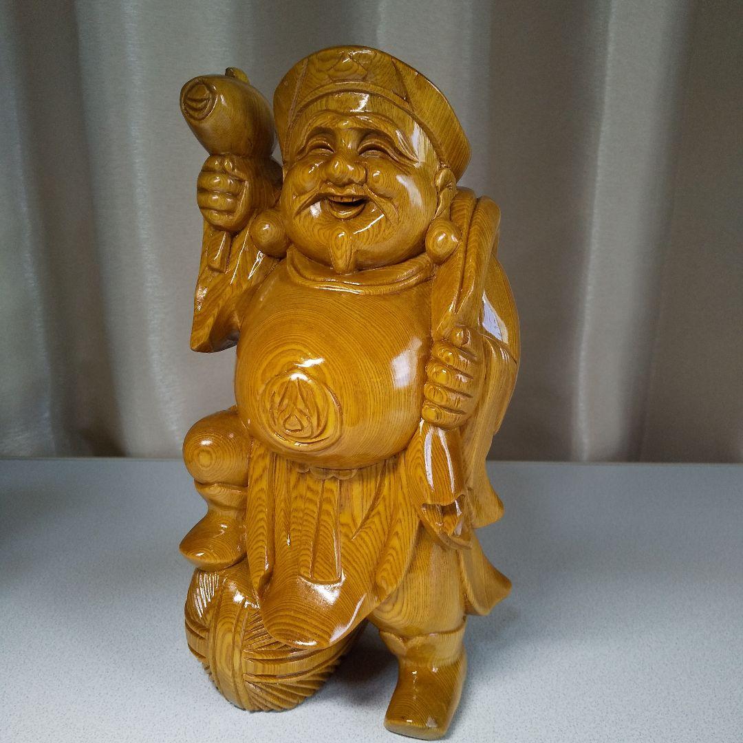 七福神　恵比寿様　大黒様　木彫り置物(大)