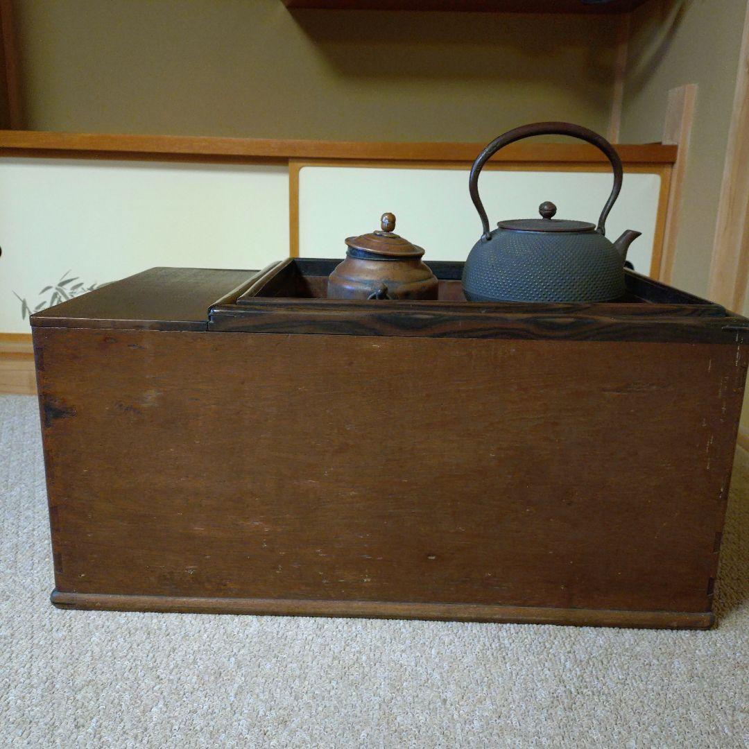 木製長火鉢 燗銅壺付 昭和レトロ 古民家 古道具 骨董品 おまけ火箸・煙管・灰掻