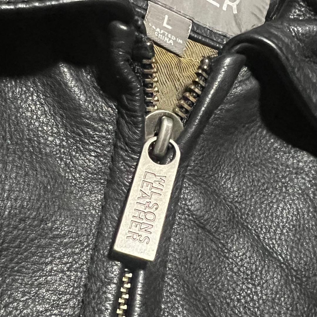 WILSONS本革ハーレーカスタム刺繍イーグルワッペンレザージャケットL古着