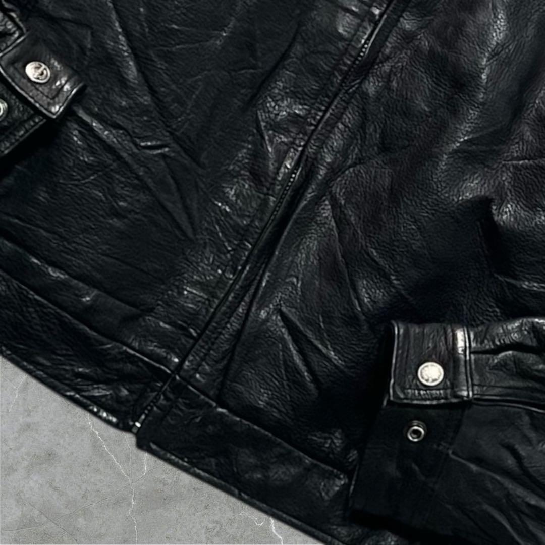 WILSONS本革ハーレーカスタム刺繍イーグルワッペンレザージャケットL古着