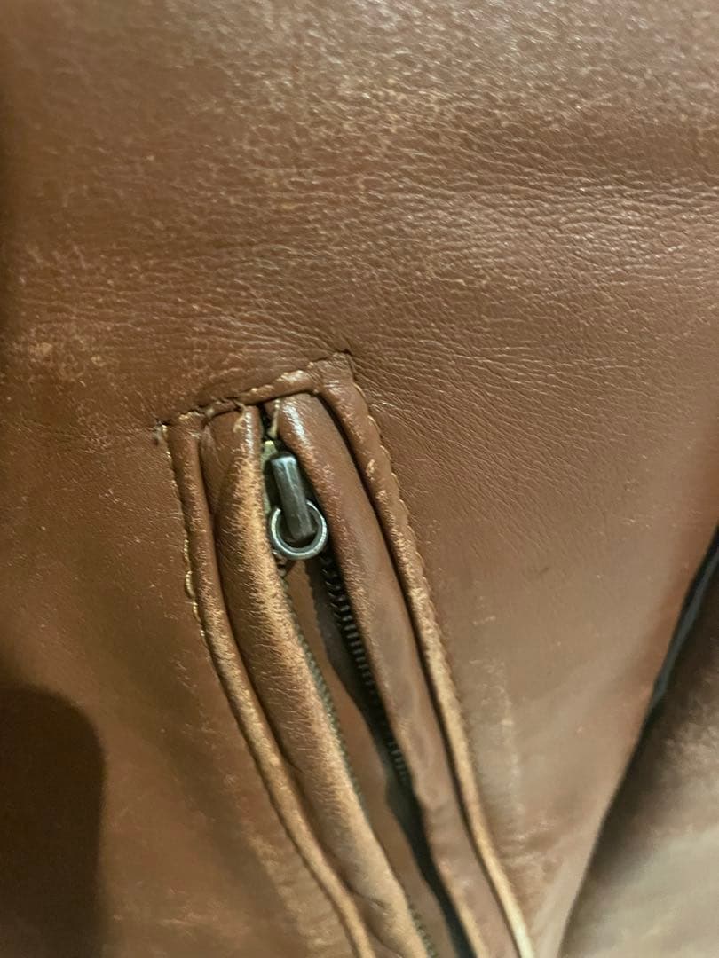 値下中！　schott シングルライダースジャケット茶　34 ボア付