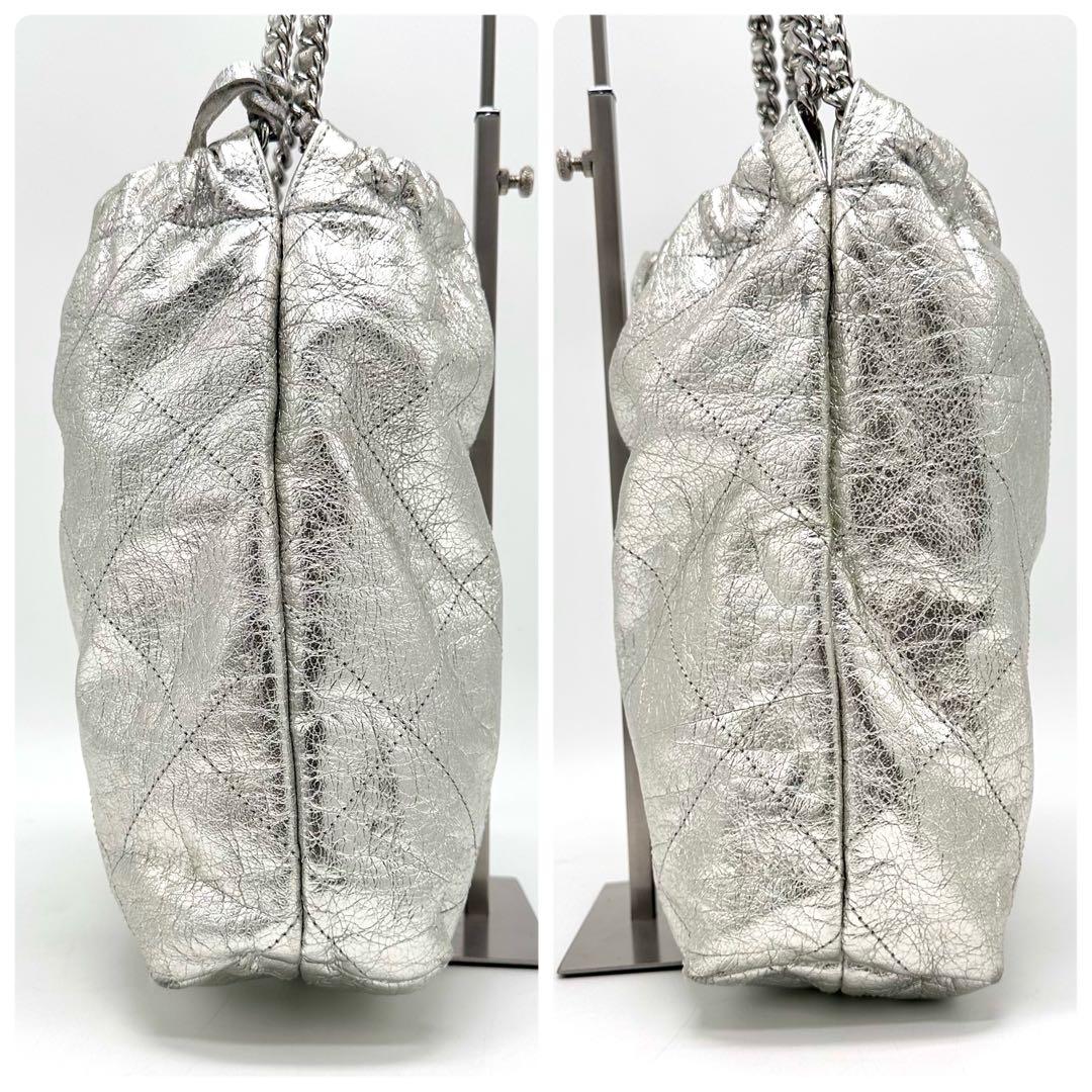 【美品】MARCO MASI チェーンショルダーバッグ キルティング シルバー