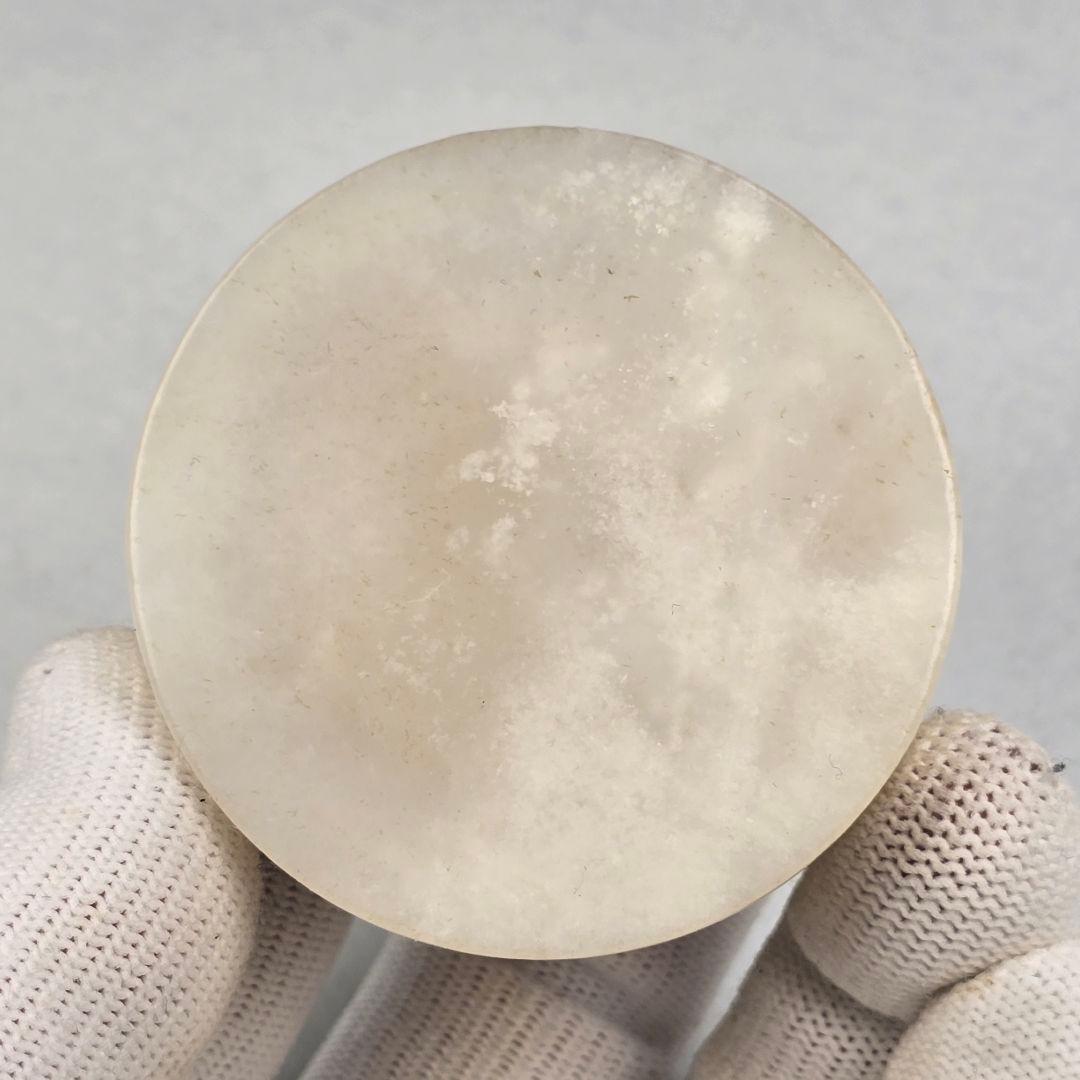 時代物 本物和田白玉 手彫り 清代 茶道具 篆書 詩賦紋 香合 粉箱 美品