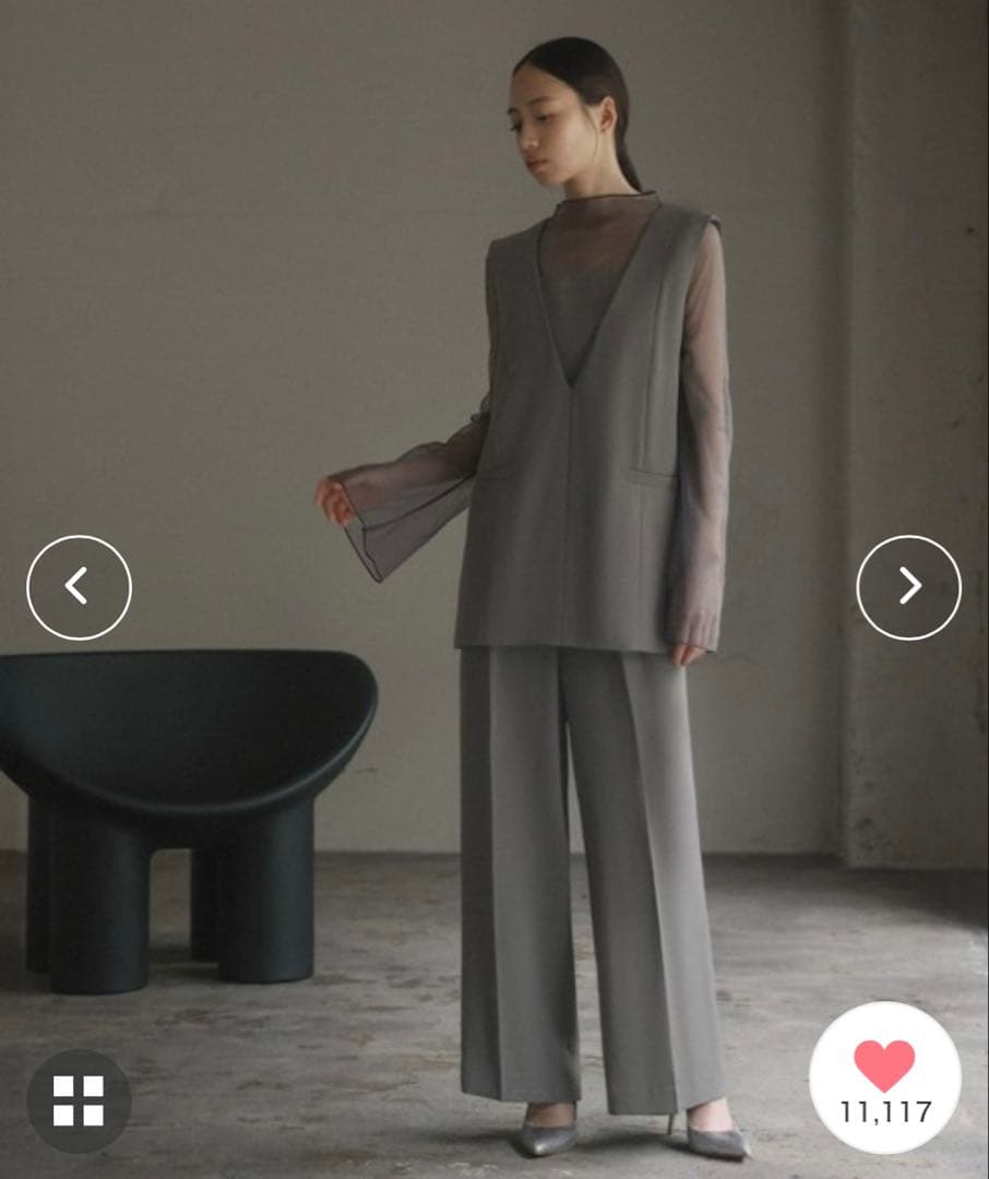 GIRL チュールレイヤードトップス・ワイドパンツ 2点セット