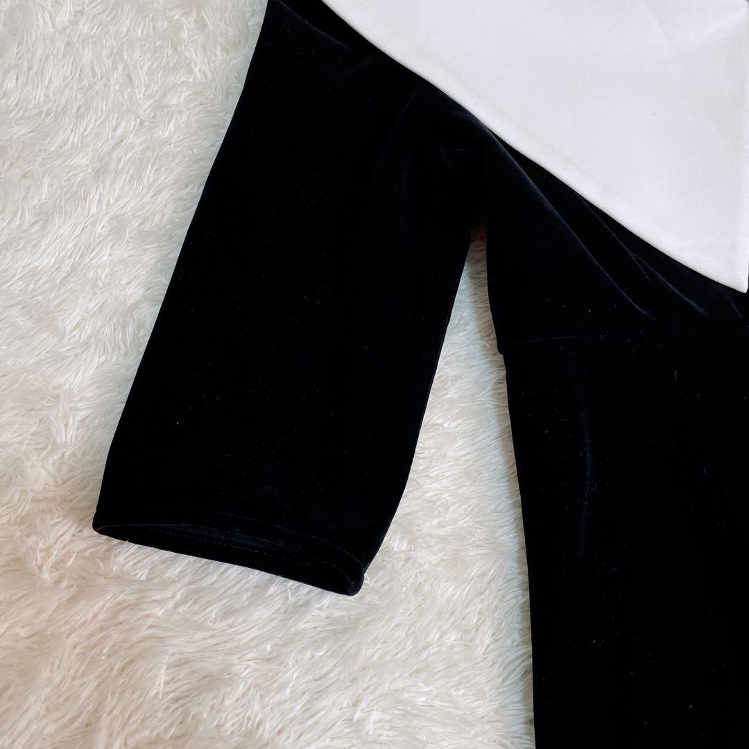 Leja アシンメトリービックカラー　ベロア　マーメイドワンピース　ドレス　S