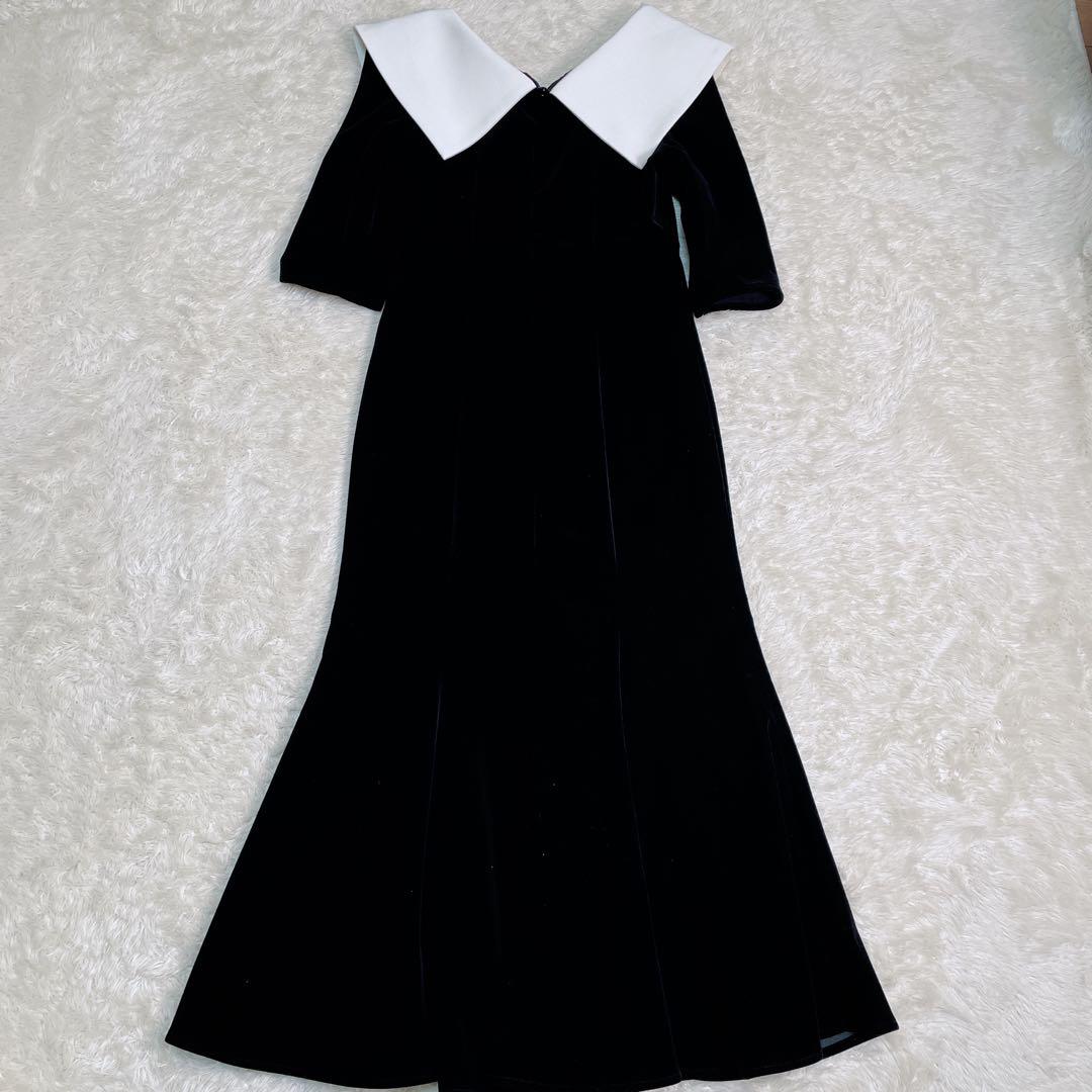 Leja アシンメトリービックカラー　ベロア　マーメイドワンピース　ドレス　S