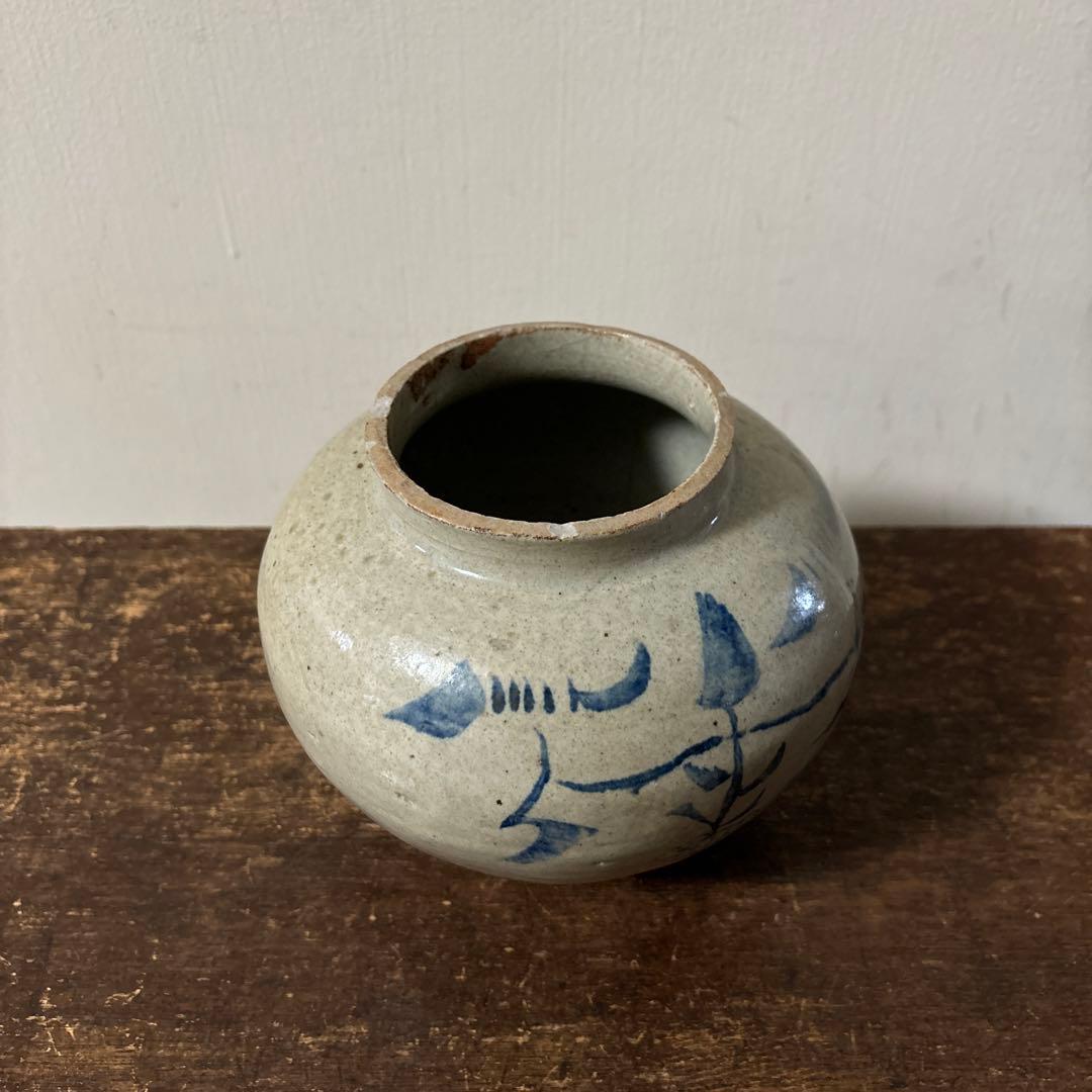 李朝壷　白磁　丸壷　塩笥壺　韓国オンギ.骨董品.スッカラ.アンティーク.立原正秋