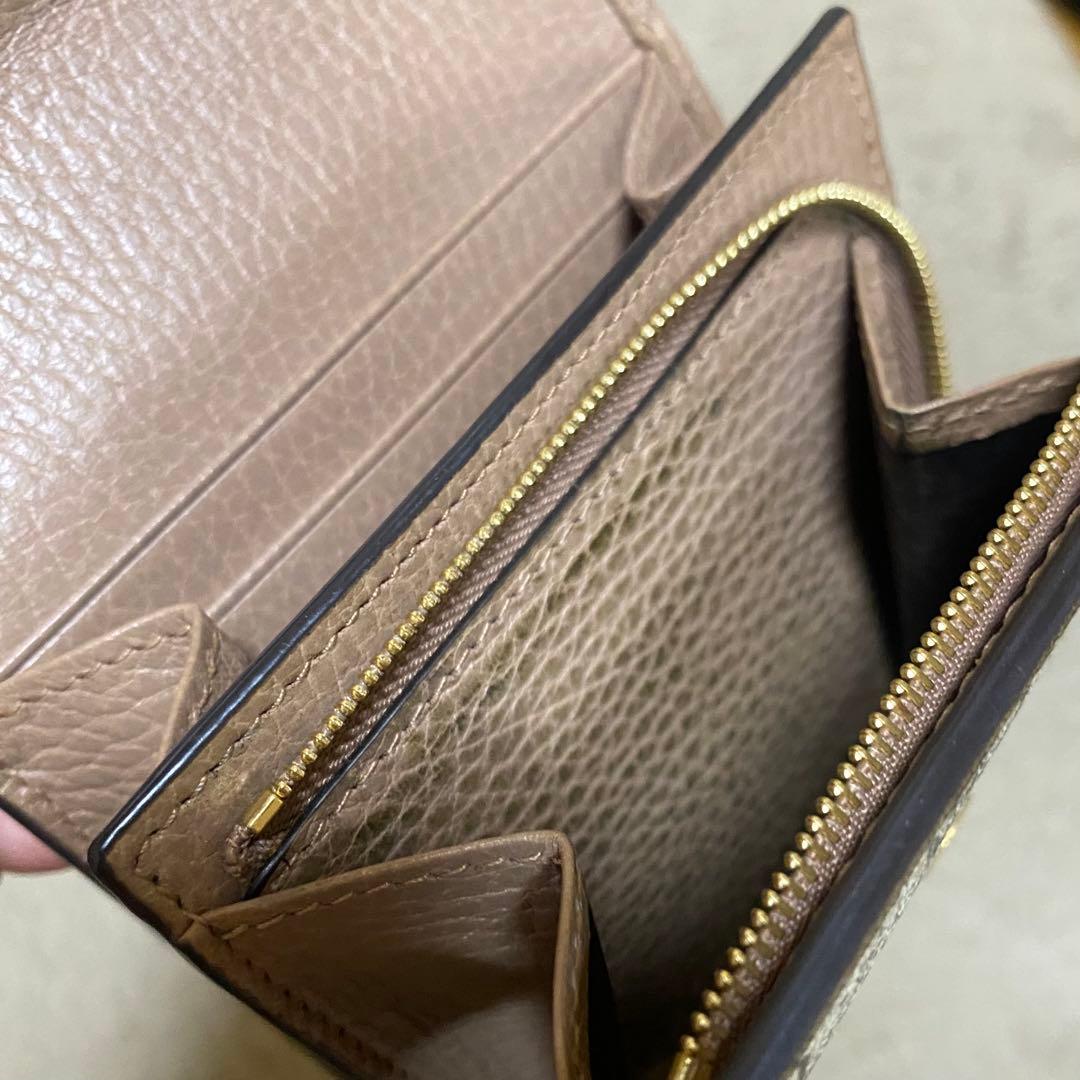 GUCCI 二つ折り財布 ベージュ グレー