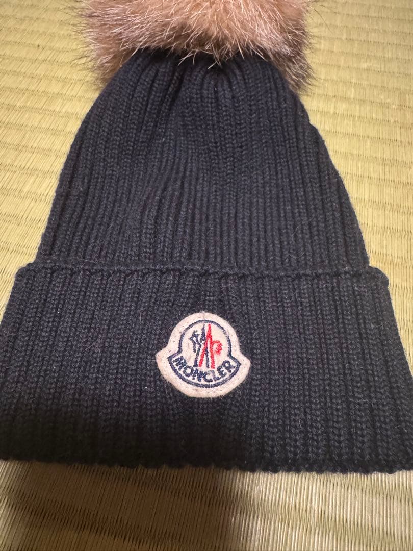 MONCLER 黒 ニット帽 ファー付き