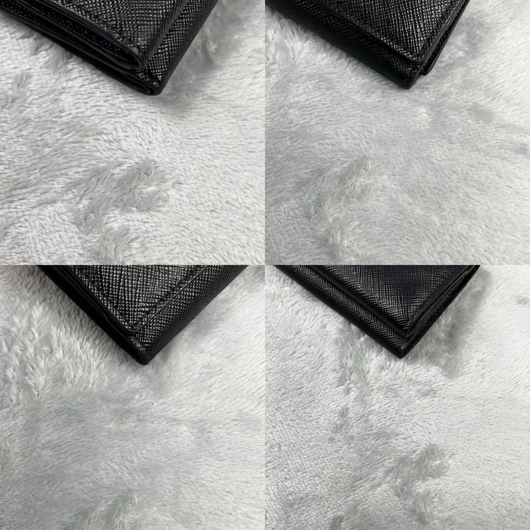 Prada プラダ 3つ折り財布 三角ロゴ ブラック 黒 サフィアーノレザー