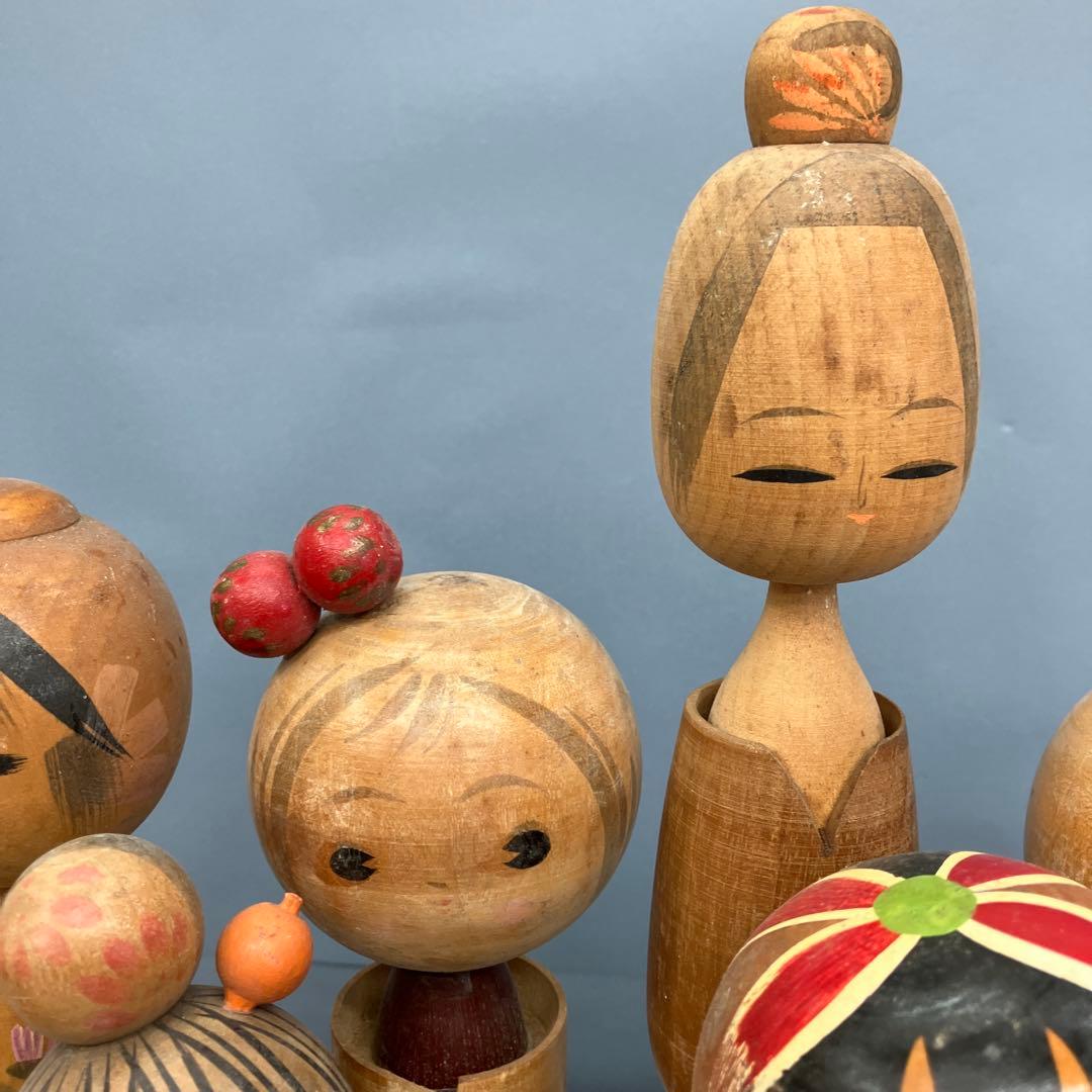 D-3 創作こけし まとめ売り 14体セット 伝統工芸品 郷土玩具 昭和レトロ