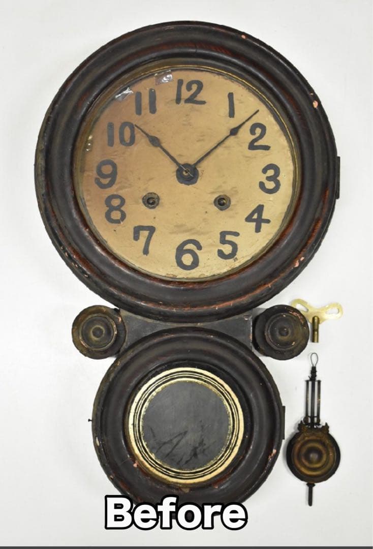 精工舎四つ丸ダルマ型8日巻稼働中 ボンボン時計修復(リペア)品