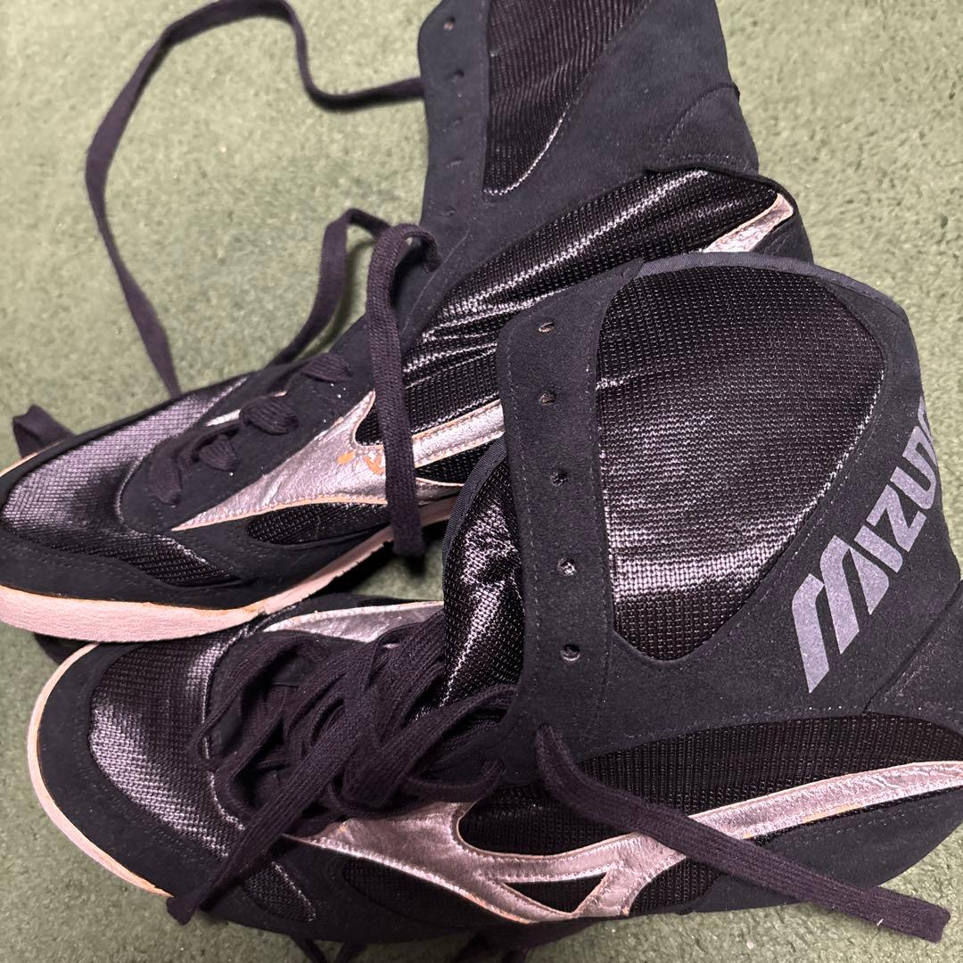 Mizunoボクシングシューズ 黒/銀　25 ミズノ