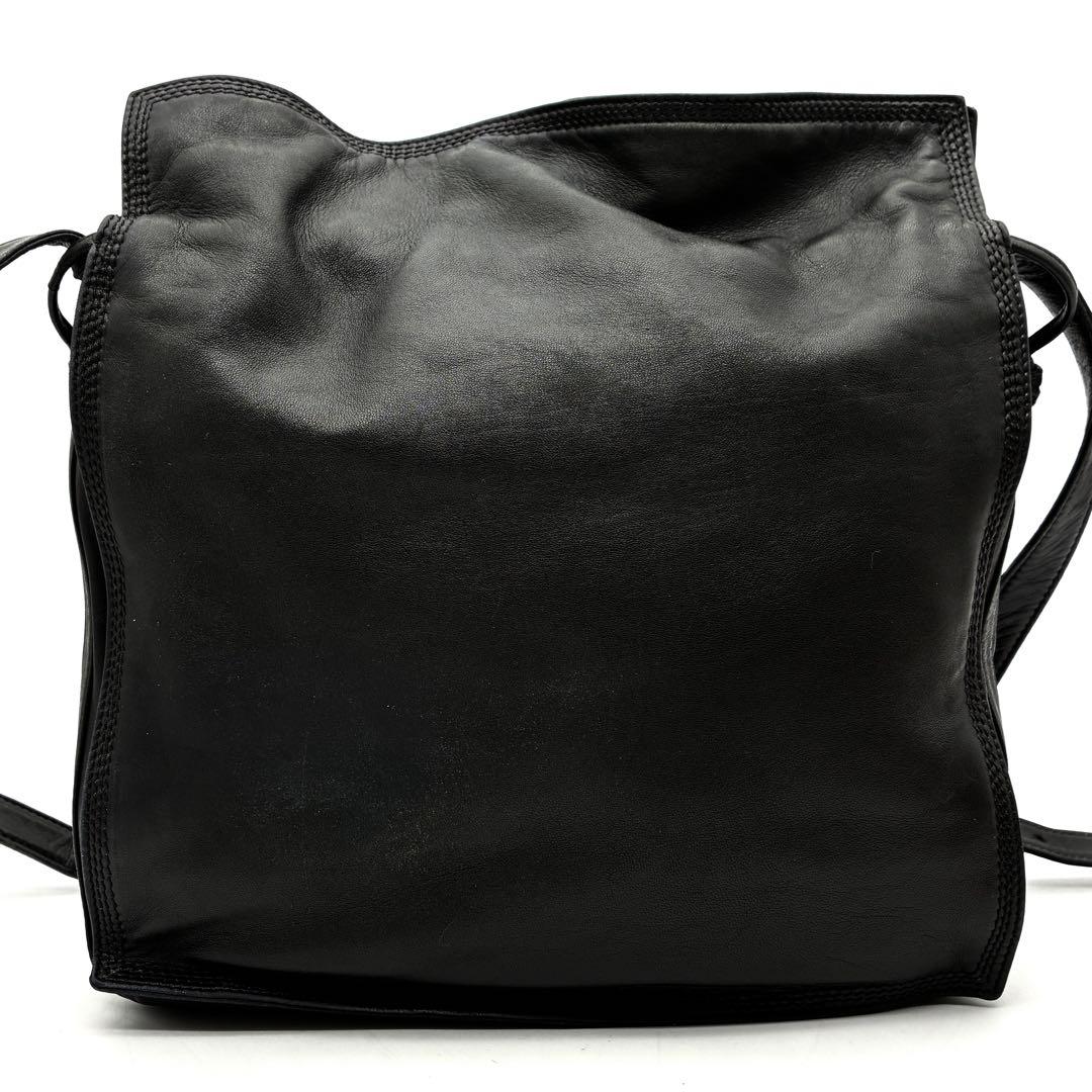 極美品 ロエベ フラメンコ ショルダーバッグ ナッパレザー アナグラム ブラック