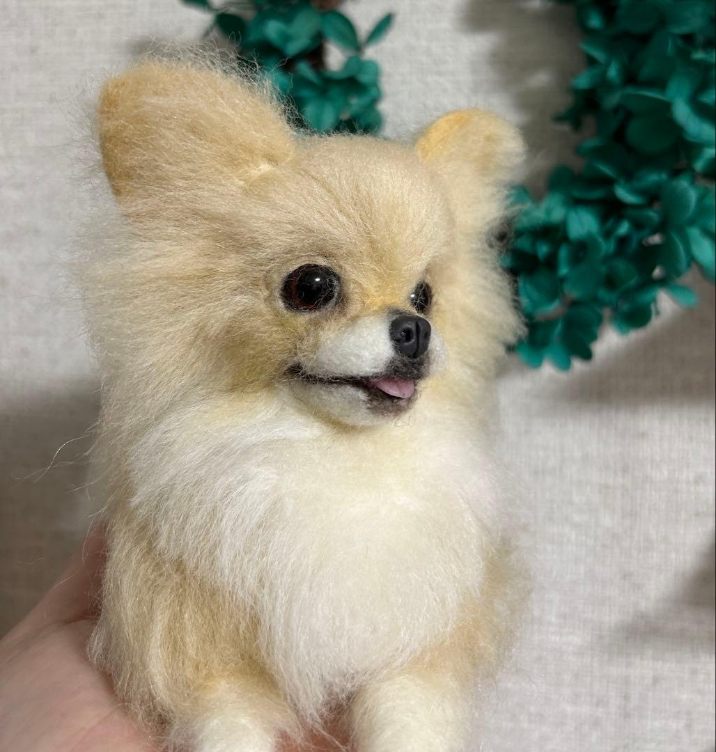羊毛フェルト　にこにこチワワちゃん　クリーム系