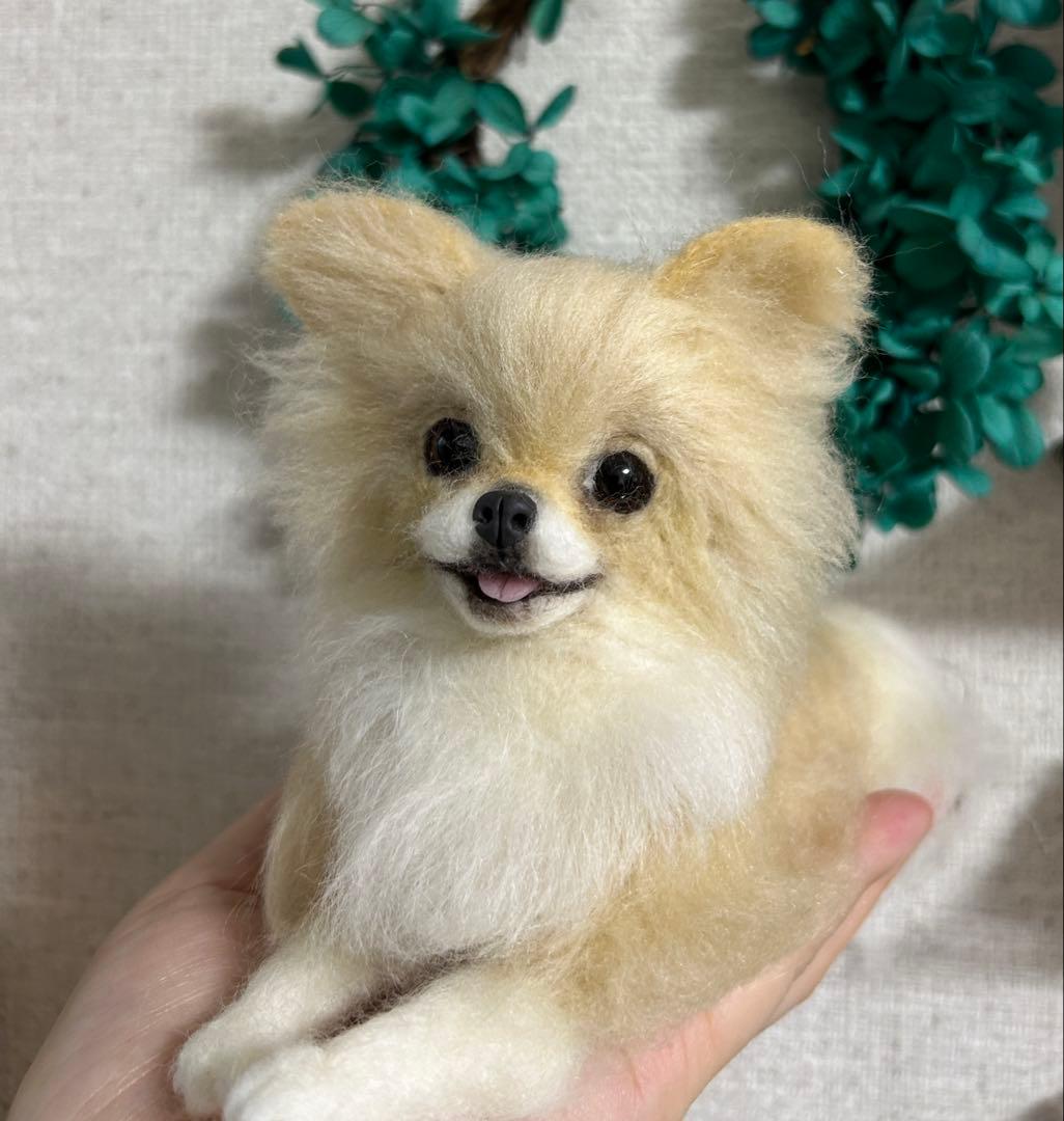 羊毛フェルト　にこにこチワワちゃん　クリーム系
