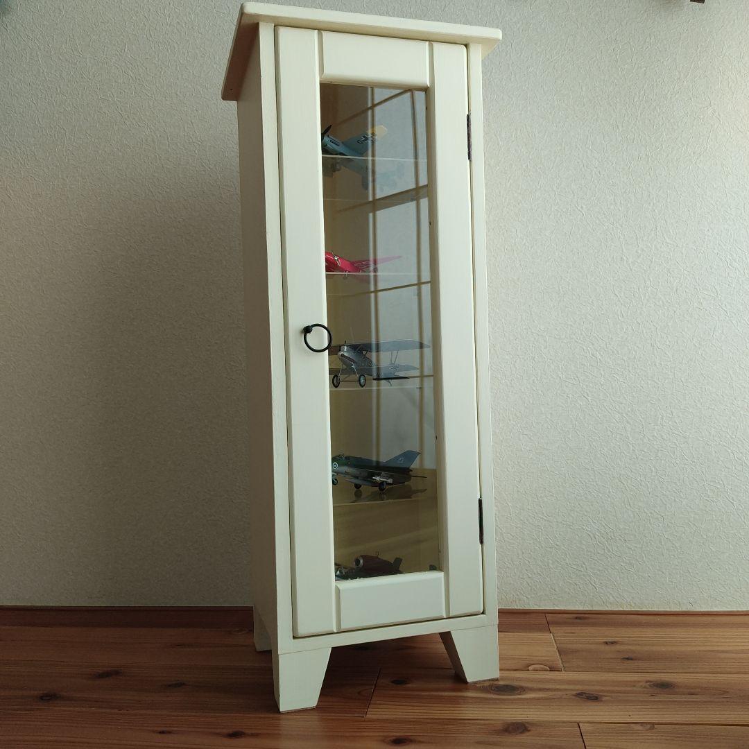 ホワイト 木製ディスプレイ キャビネット　ハンドメイド