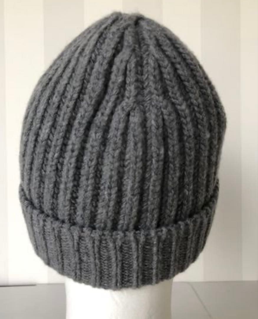 【PRADA/プラダ】 リブ編カシミア混二 ット帽（グレー）新品未使用