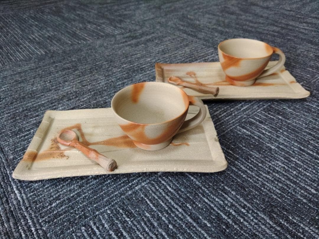 備前焼　ちょっと贅沢なティータイムに　ティーカップ＆平皿　日本六古窯の1つ