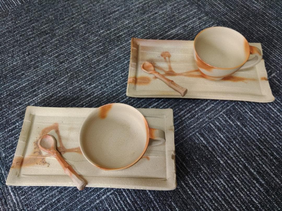 備前焼　ちょっと贅沢なティータイムに　ティーカップ＆平皿　日本六古窯の1つ