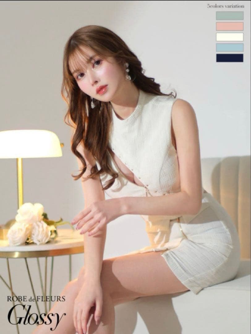 ROBE de FLEURS Glossy ホワイトドレス