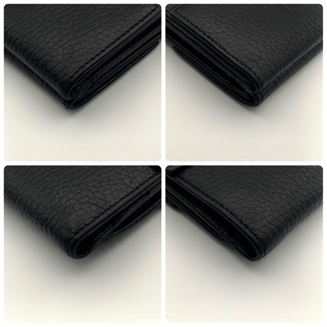 鑑定済み セリーヌ 三つ折り 財布 トリオンフ コンパクト ミニ レザー 革 黒