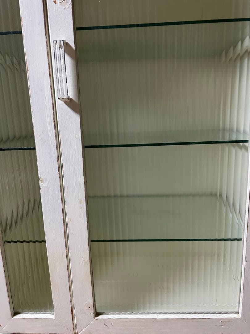 【⚠️発送に関しての注意あり⚠️】ハンドメイドモールガラス棚キャビネット食器棚古道具