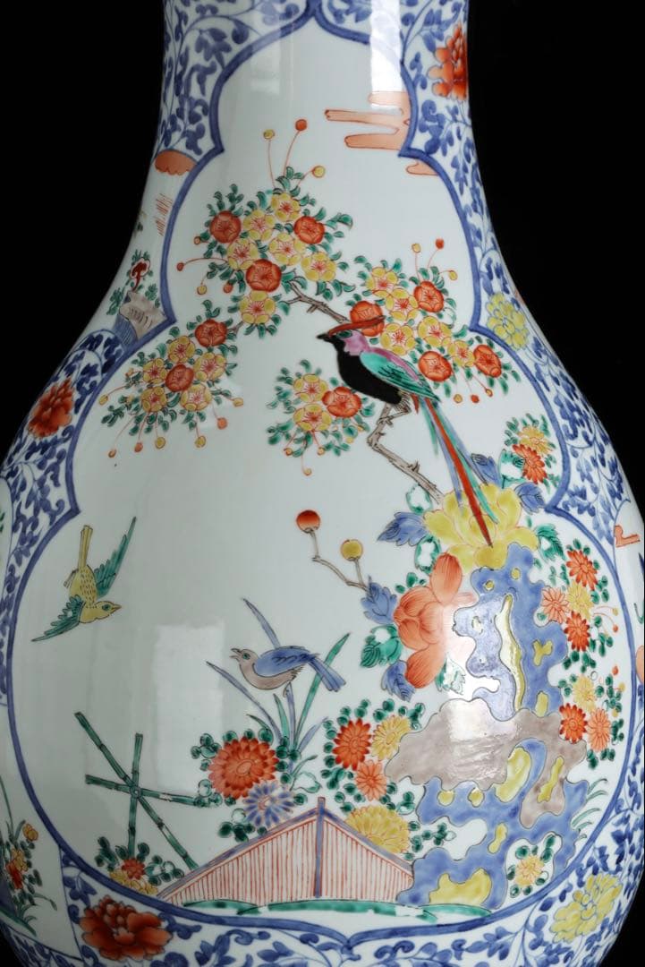 N*p様 有田焼 伊万里焼 色絵花鳥図大花瓶 高さ61㎝ 特大 飾壺 古美術品