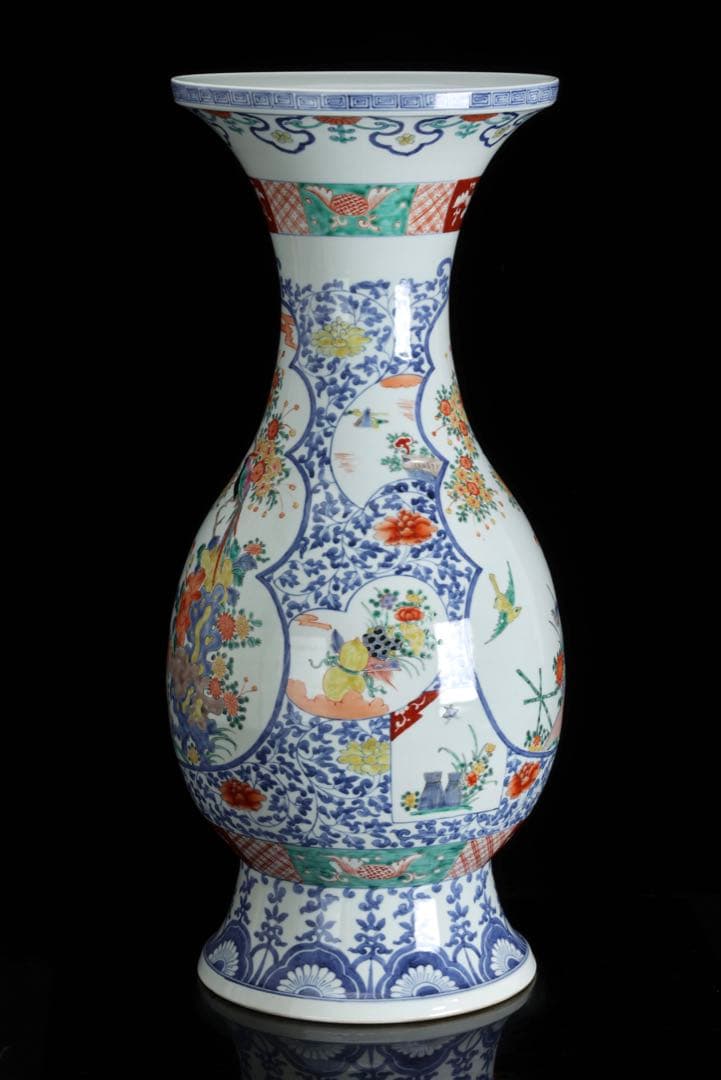 N*p様 有田焼 伊万里焼 色絵花鳥図大花瓶 高さ61㎝ 特大 飾壺 古美術品