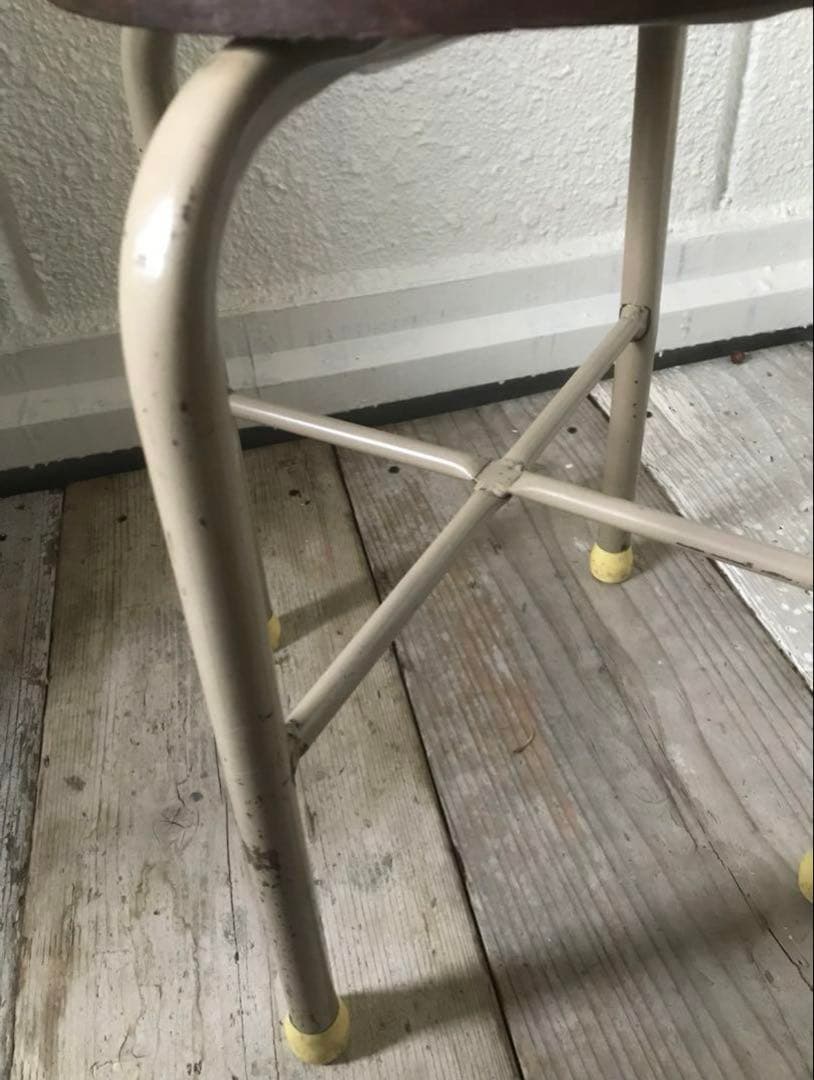 昭和レトロな丸椅子　パイプスツール　古道具