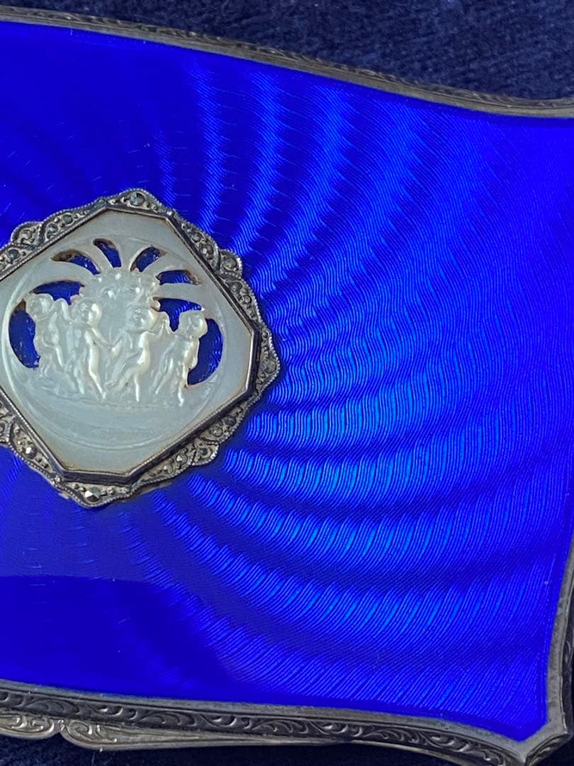 アンティーク　シガレットケース　ブルーエナメル