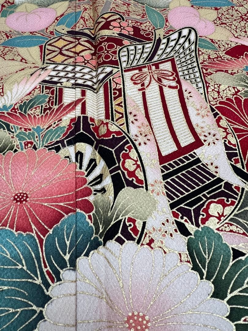 振り袖　フルセット　別誂長襦袢　古典柄　成人式　赤　結婚式　金彩加工　668