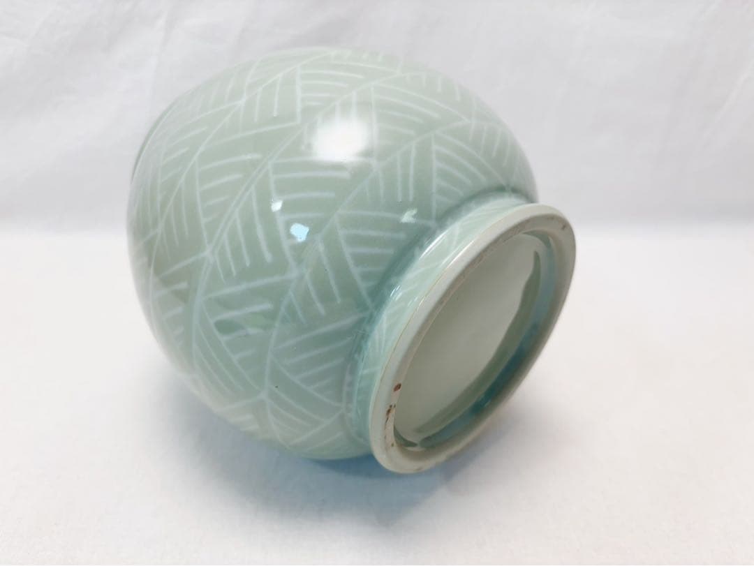 未使用 茶道具 手塚 祥堂造 三島青瓷？芊紋 水指 塗蓋 水差 茶器 共箱