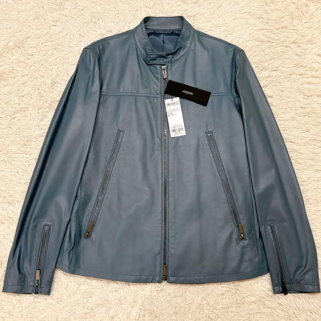 2023年　新品　Lサイズ　ジョゼフ　シングルライダース　レザージャケット　青