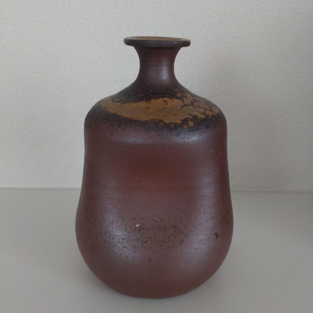 54・備前焼　徳利　とっくり　一輪挿し　石野充信　新品未使用　共箱　共布　陶歴