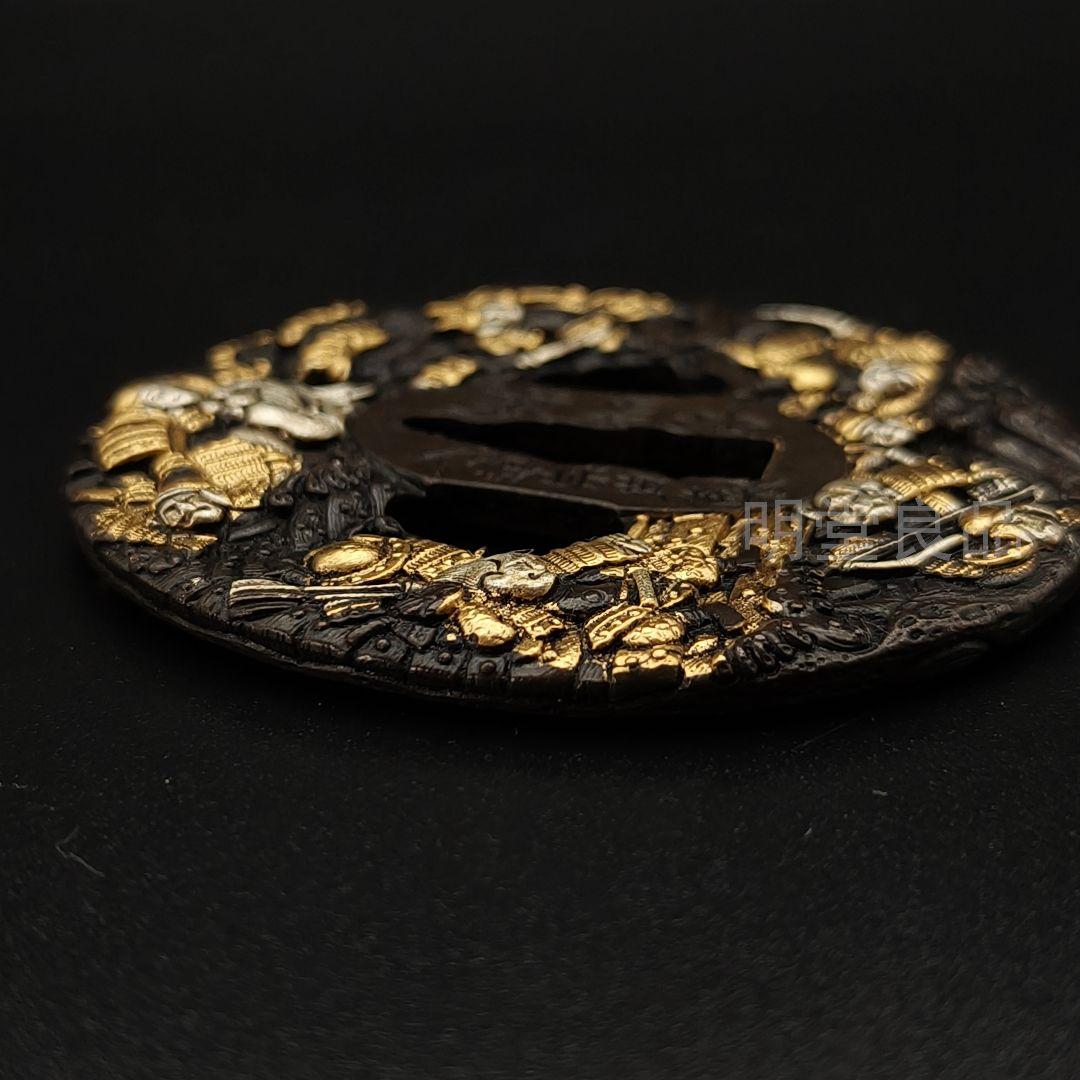 K*n様 日本刀装具　刀鍔　合戦の図　銅地　細工　金銀メッキ　刀剣美術　武道具