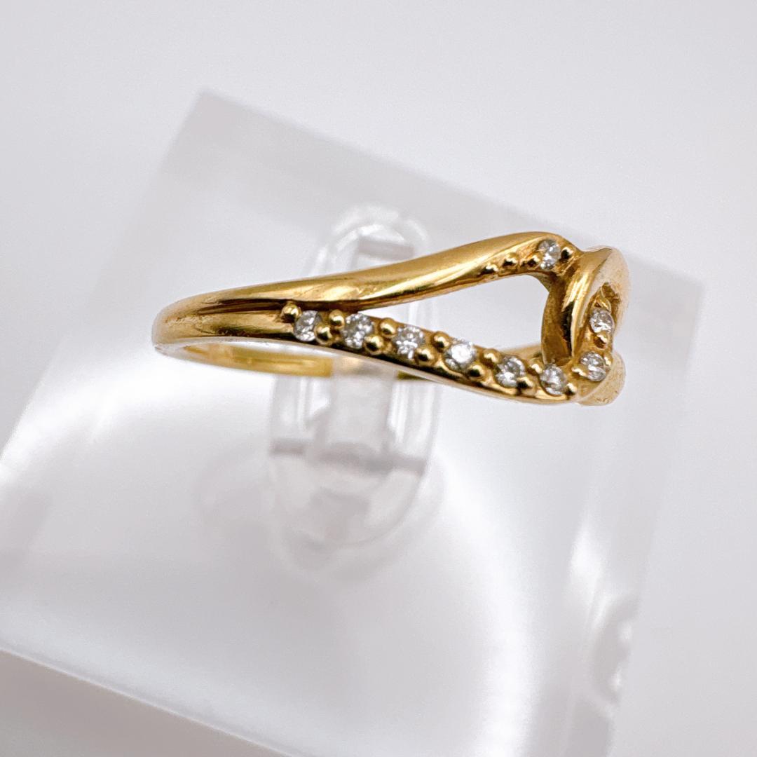 【4℃】K10YG ダイヤモンドライン 細身ツイストリング 15〜15.5号