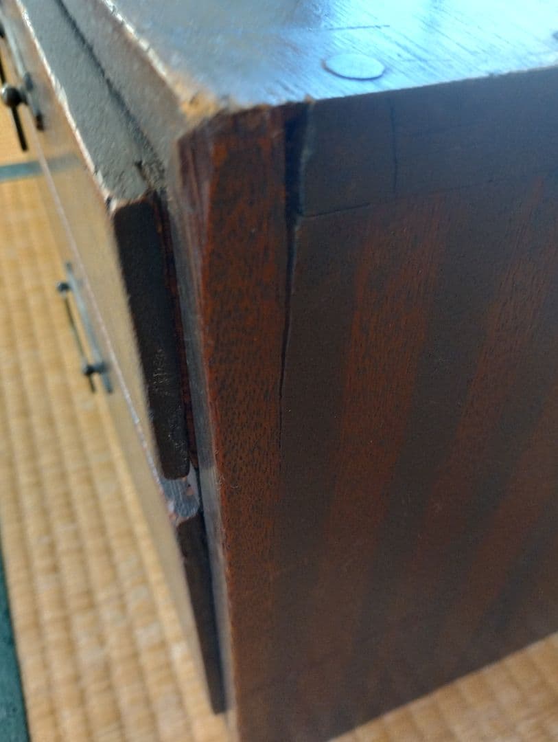 木製引き出し　整理タンス 　箪笥　2段　昭和レトロ　和骨董　古家具　無垢材ベンチ