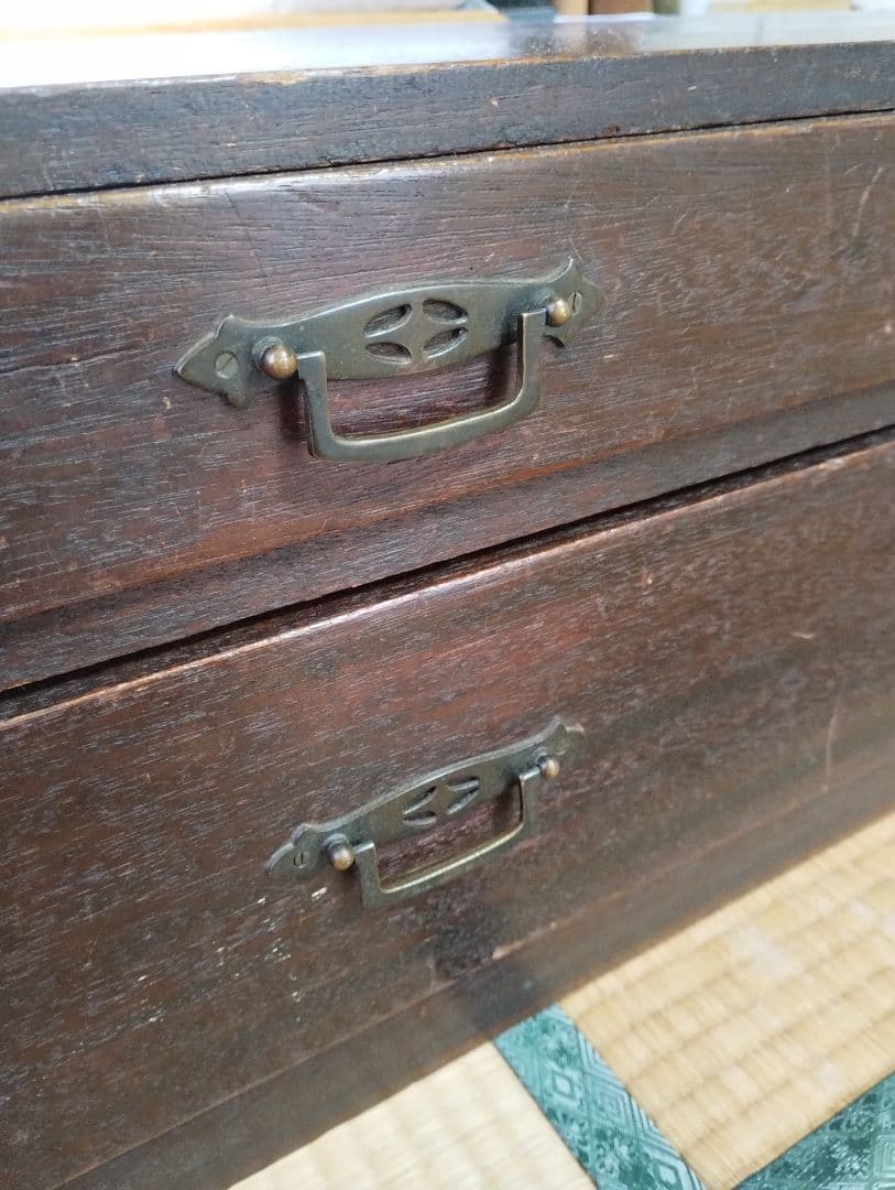 木製引き出し　整理タンス 　箪笥　2段　昭和レトロ　和骨董　古家具　無垢材ベンチ