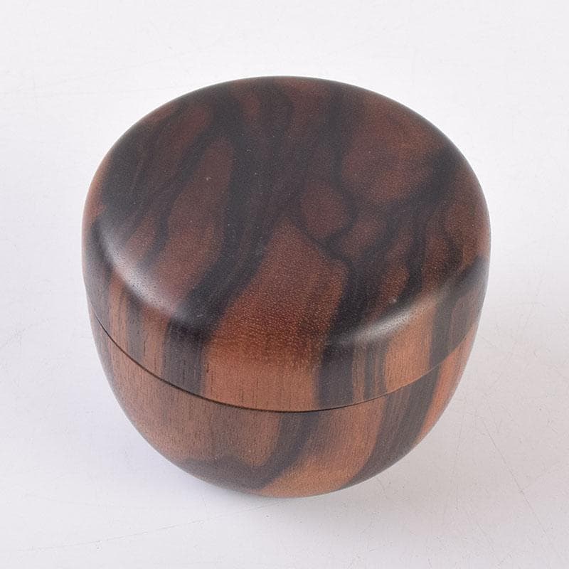 茶道具　天然木　黒柿製　無垢彫　綺麗な木目の棗　V　R8964