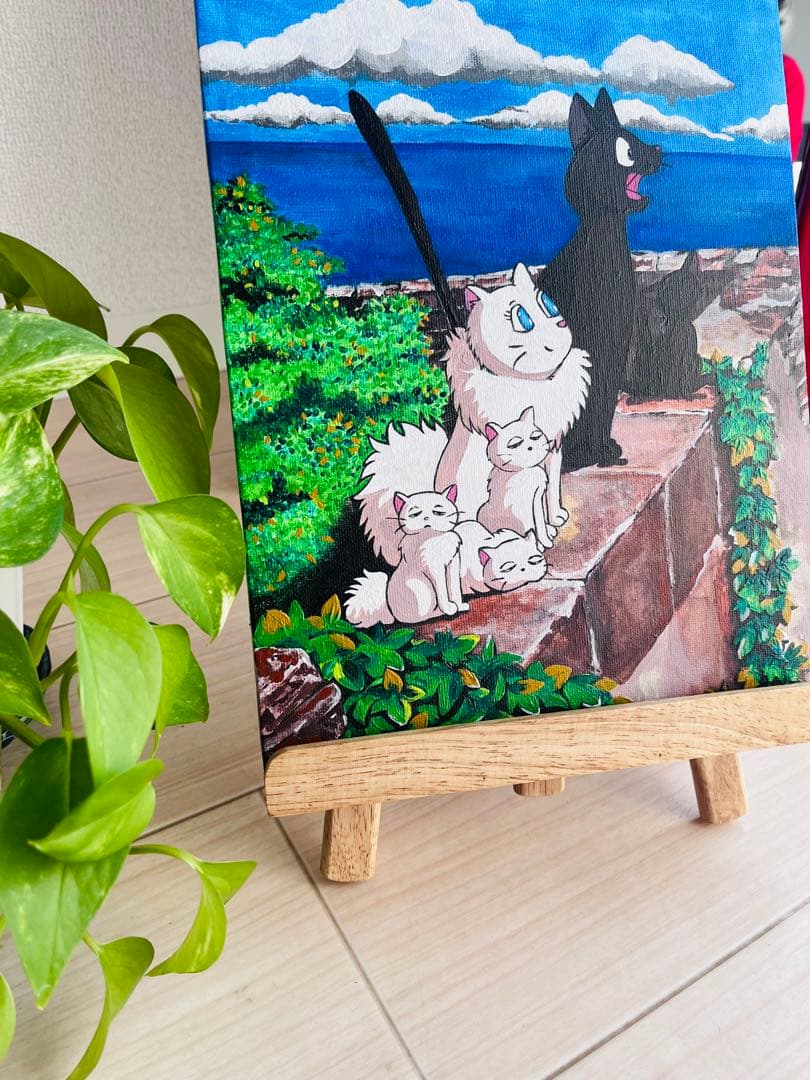 猫のアニメーションイラスト, F3 size, Acrylic, ghibli