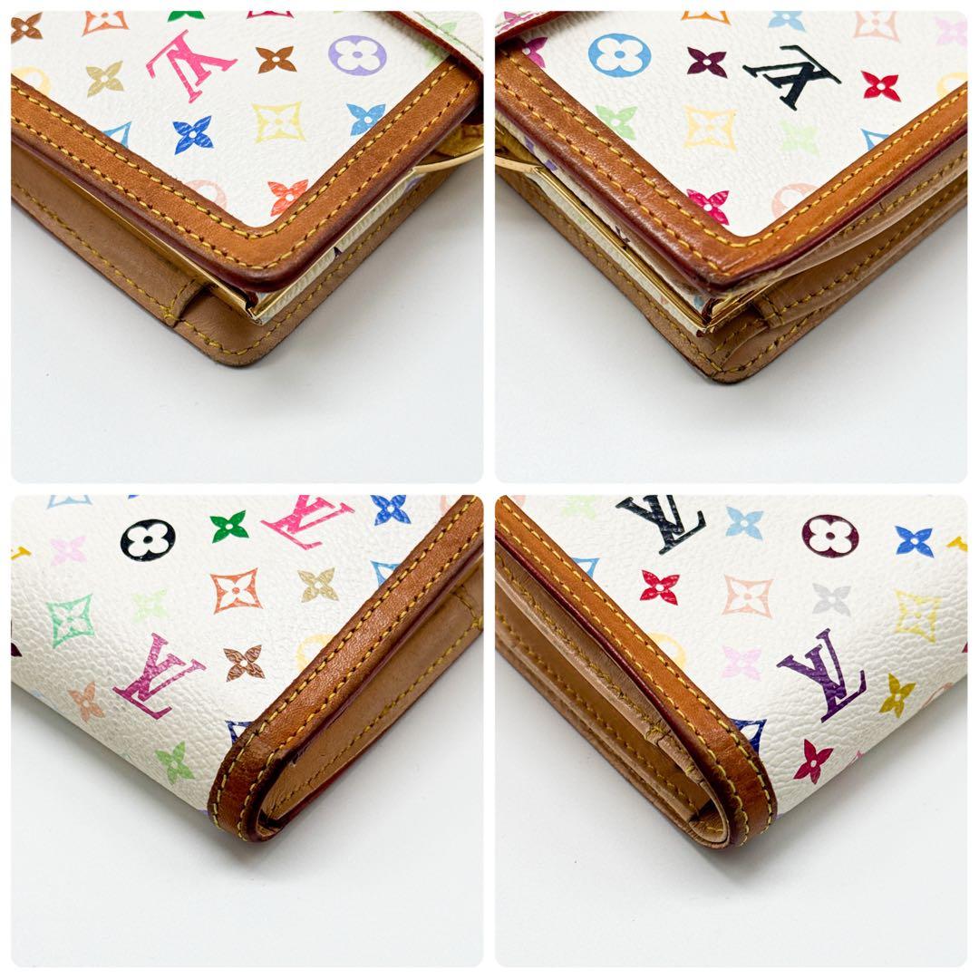 ルイヴィトン モノグラム マルチカラー ヴィエノワ 二つ折り がま口 財布 白