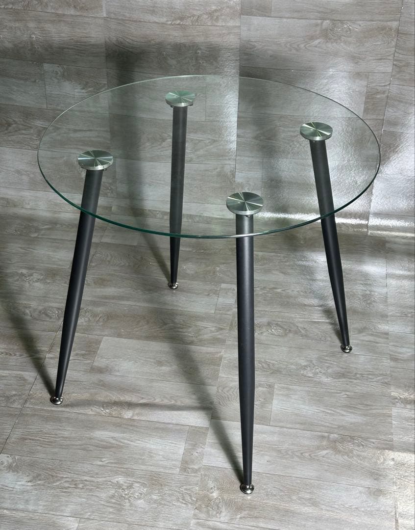 丸テーブル オシャレ 強化ガラス テーブル ラクラク組立 新品 未使用